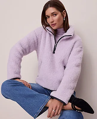 Ann Taylor Weekend Half-Zip Sherpa Pullover sold by Ann Taylor product image thumbnail 3