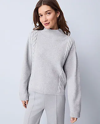 Ann Taylor Weekend Mixed Cable Sweater sold by Ann Taylor product image thumbnail 4