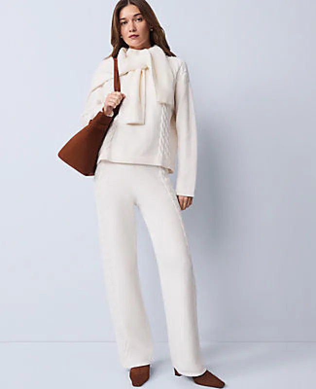 Ann Taylor Petite Weekend Mixed Stitch Wide-Leg Sweater Pant made by Ann Taylor