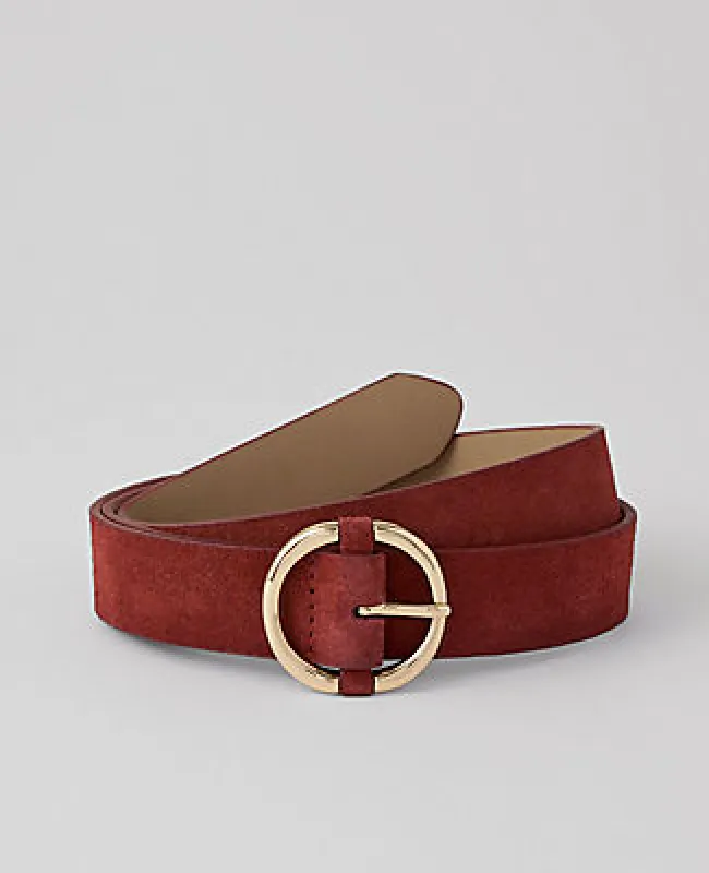 Ann Taylor Suede Round Buckle Belt made by Ann Taylor