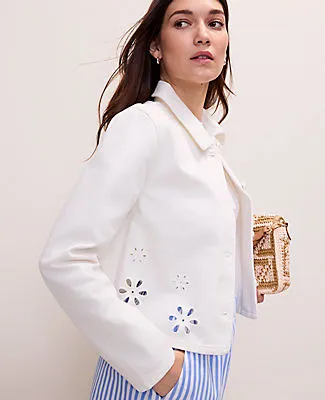 Ann Taylor Weekend Eyelet Cropped Denim Jacket sold by Ann Taylor