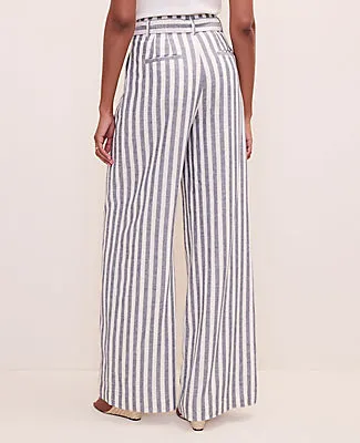 Ann Taylor The Petite Striped Paperbag Waist Pant in Linen Blend sold by Ann Taylor product image thumbnail 3