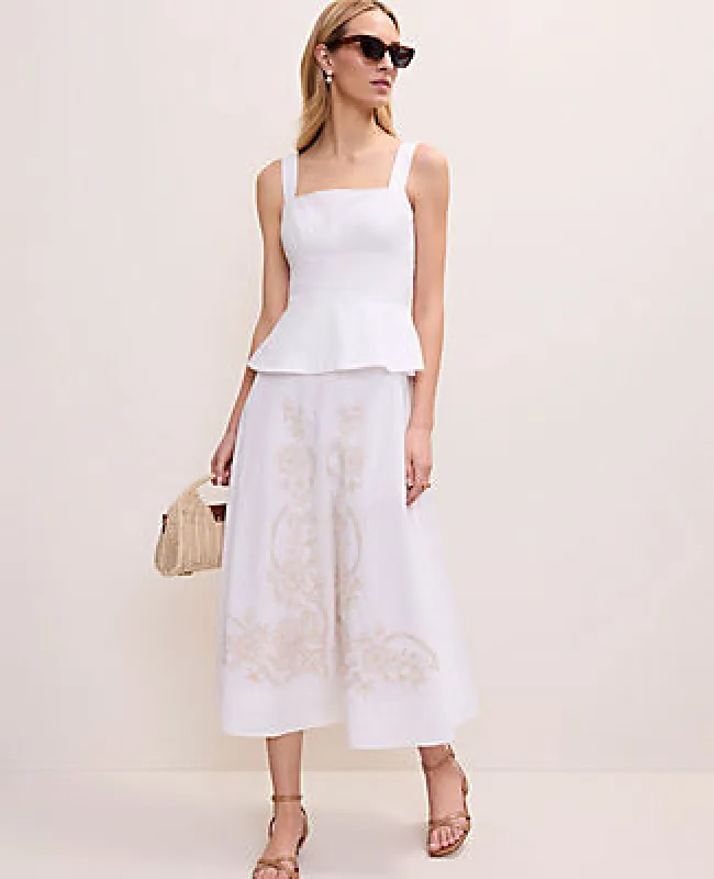 Ann Taylor Embroidered Peplum Flare Midi Dress made by Ann Taylor
