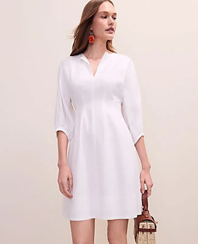 Ann Taylor Pintucked Mini Dress in Linen Blend made by Ann Taylor