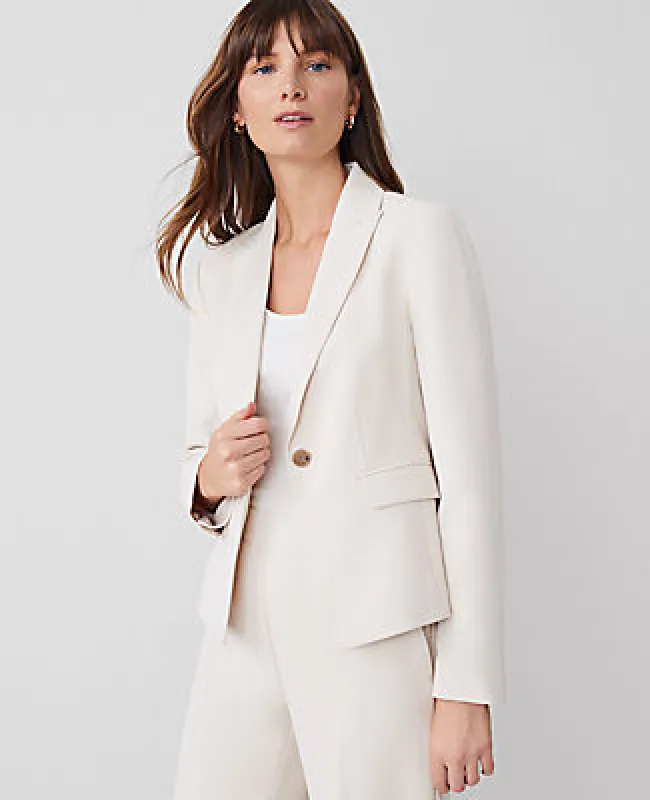 Ann Taylor The Petite Shorter Single Button Blazer in Fluid Crepe made by Ann Taylor