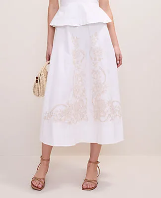 Ann Taylor Embroidered Peplum Flare Midi Dress sold by Ann Taylor product image thumbnail 4