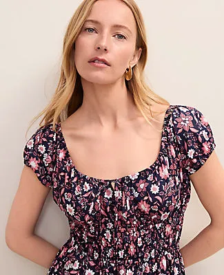 Ann Taylor Floral Smocked Midi Dress sold by Ann Taylor product image thumbnail 3