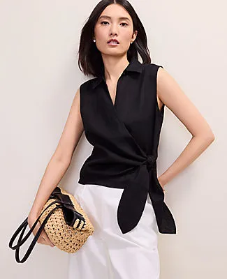 Ann Taylor Tie Waist Blouse in Linen sold by Ann Taylor