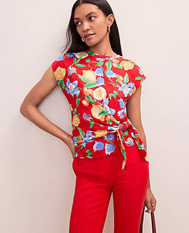 Ann Taylor Floral Tie Waist Tee made by Ann Taylor