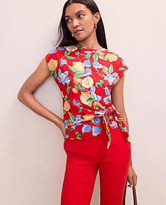 Ann Taylor Floral Tie Waist Tee sold by Ann Taylor