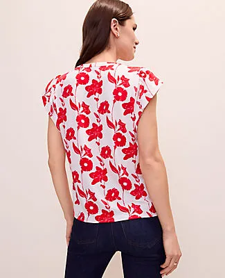 Ann Taylor Petite Mixed Media Floral Flutter Sleeve Top sold by Ann Taylor product image thumbnail 2