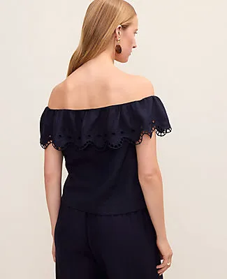 Ann Taylor Off-The-Shoulder Top in Linen Blend sold by Ann Taylor product image thumbnail 2