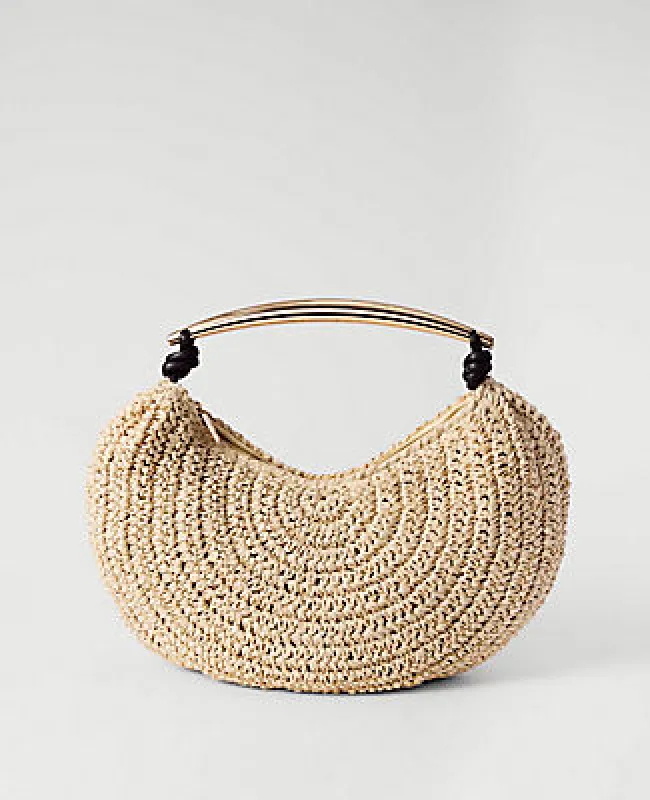 Ann Taylor Hardware Embellished Straw Shoulder Bag made by Ann Taylor