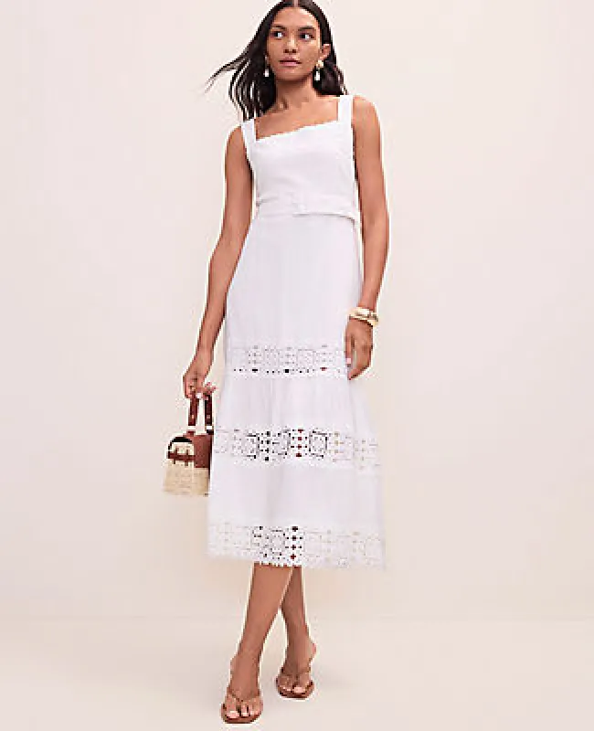 Ann Taylor Petite Tiered Midi Dress in Linen Blend made by Ann Taylor