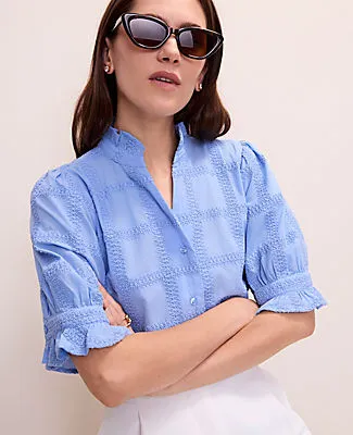 Ann Taylor Petite Crochet Ruffle Collar Blouse sold by Ann Taylor