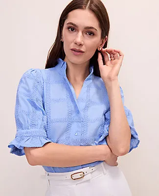Ann Taylor Petite Crochet Ruffle Collar Blouse sold by Ann Taylor product image thumbnail 3