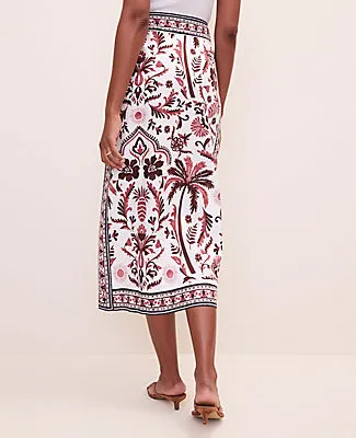 Ann Taylor Petite Weekend Palm Tree Print Sarong Midi Skirt in Linen Blend sold by Ann Taylor product image thumbnail 3
