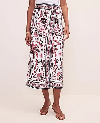 Ann Taylor Petite Weekend Palm Tree Print Sarong Midi Skirt in Linen Blend sold by Ann Taylor product image thumbnail 2