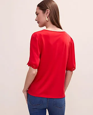 Ann Taylor Petite Embroidered Mixed Media Top sold by Ann Taylor product image thumbnail 2