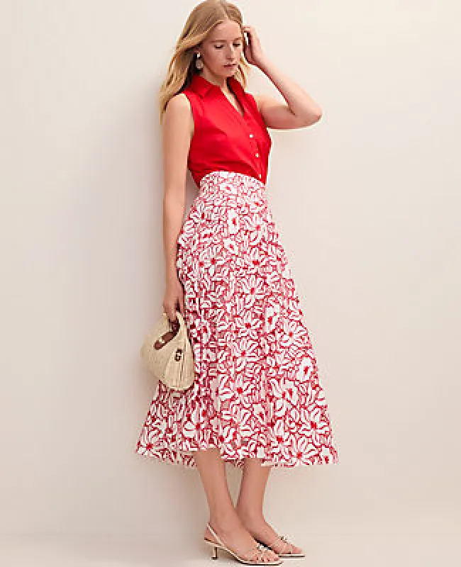 Ann Taylor Eyelet Full Midi Skirt made by Ann Taylor