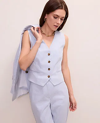 Ann Taylor The Petite Striped Tailored Vest sold by Ann Taylor