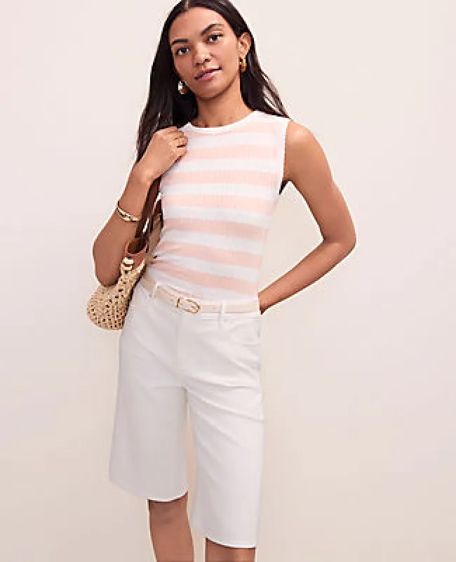 Ann Taylor Weekend Striped Pointelle Tank made by Ann Taylor
