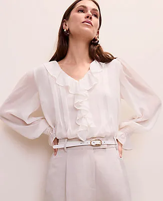 Ann Taylor Ruffle Trim Blouse sold by Ann Taylor