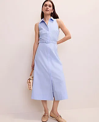 Ann Taylor Striped Collared Halter Midi Dress sold by Ann Taylor