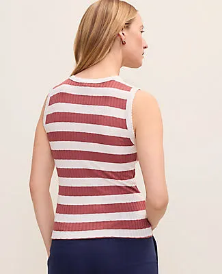Ann Taylor Weekend Striped Pointelle Tank sold by Ann Taylor product image thumbnail 2