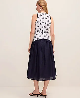 Ann Taylor Petite Eyelet Crew Neck Midi Dress sold by Ann Taylor product image thumbnail 2