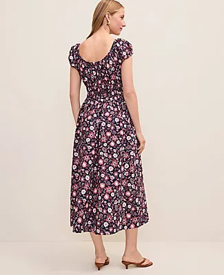 Ann Taylor Petite Floral Smocked Midi Dress sold by Ann Taylor product image thumbnail 2