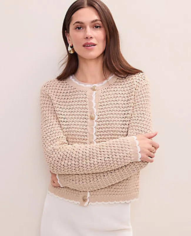 Ann Taylor Scalloped Trim Cardigan made by Ann Taylor