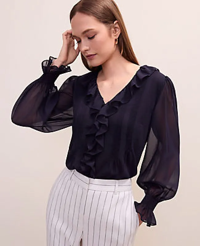 Ann Taylor Ruffle Trim Blouse made by Ann Taylor