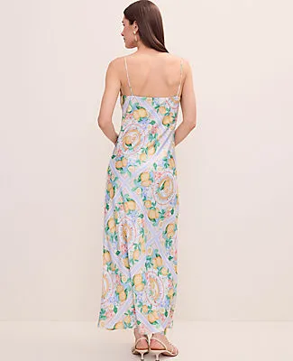 Ann Taylor Lemon Print Cowl Neck Slip Dress in Satin sold by Ann Taylor product image thumbnail 2