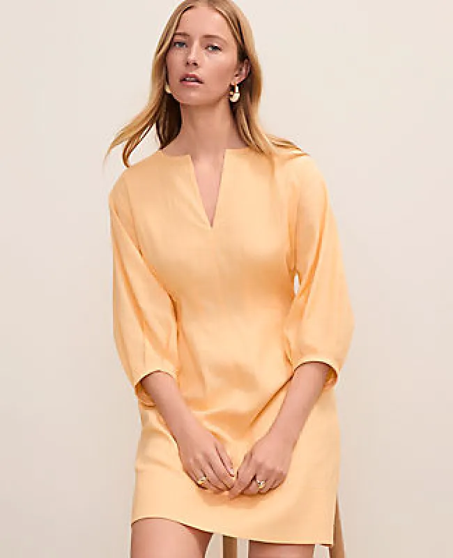 Ann Taylor Pintucked Mini Dress in Linen Blend made by Ann Taylor