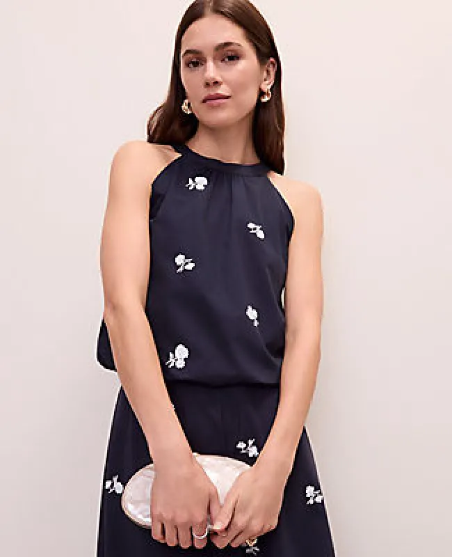 Ann Taylor Sequin Embroidered Halter Top made by Ann Taylor