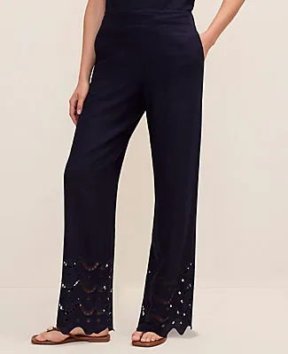 Ann Taylor The Petite Easy Wide-Leg Pant in Linen Blend sold by Ann Taylor product image thumbnail 2