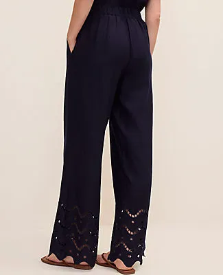 Ann Taylor The Petite Easy Wide-Leg Pant in Linen Blend sold by Ann Taylor product image thumbnail 3