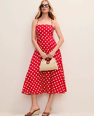 Ann Taylor Polka Dot Midi Dress in Linen Blend sold by Ann Taylor