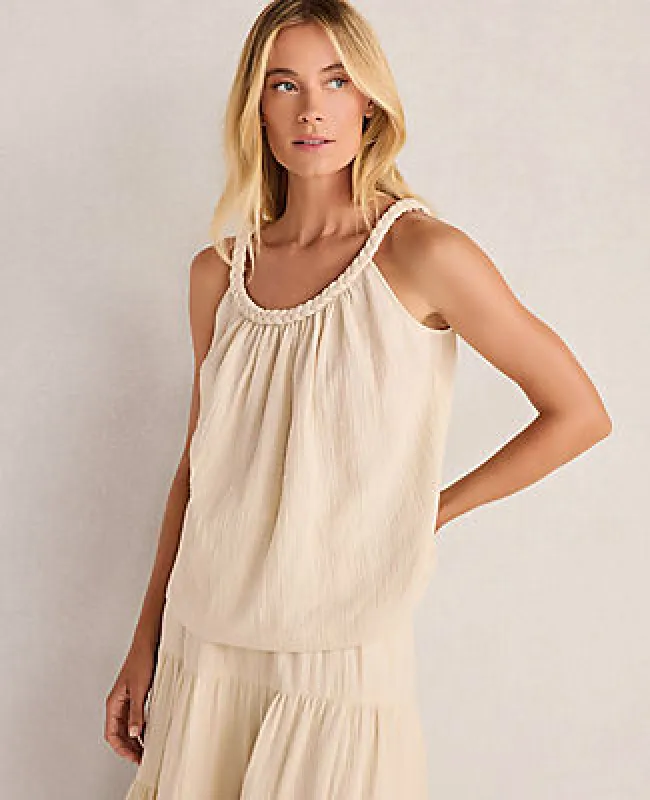 Ann Taylor Haven Well Within Organic Cotton Gauze Braided Top made by Ann Taylor