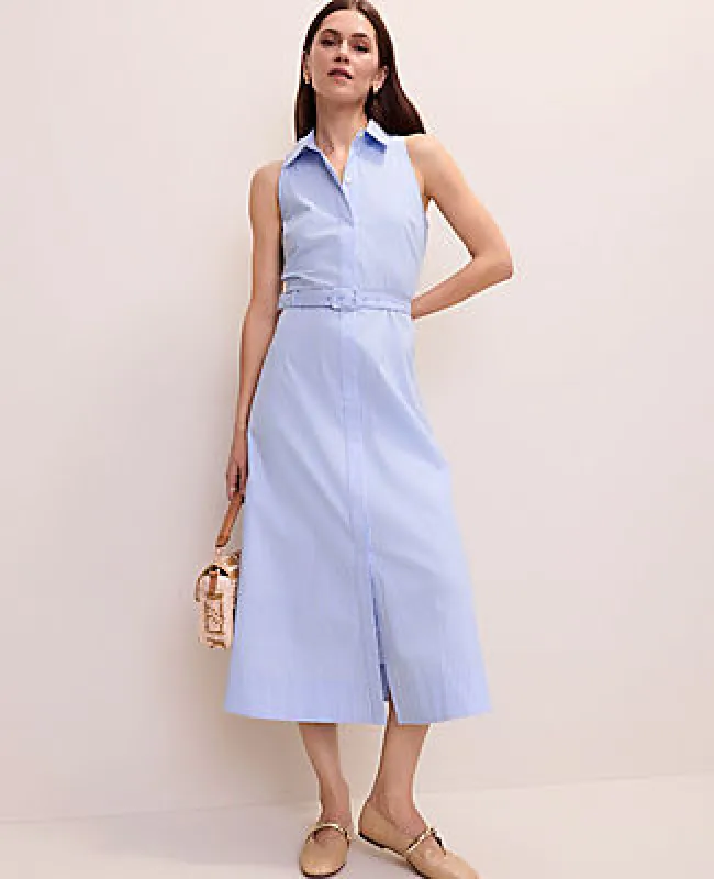 Ann Taylor Striped Collared Halter Midi Dress made by Ann Taylor