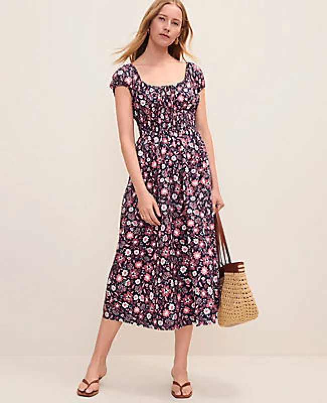 Ann Taylor Petite Floral Smocked Midi Dress made by Ann Taylor