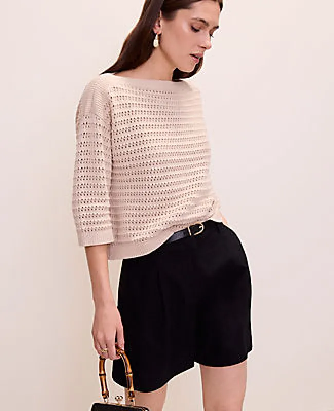 Ann Taylor Pointelle Boatneck Sweater made by Ann Taylor