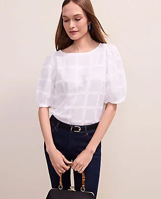 Ann Taylor Crochet Windowpane Popover Top sold by Ann Taylor product image thumbnail 3