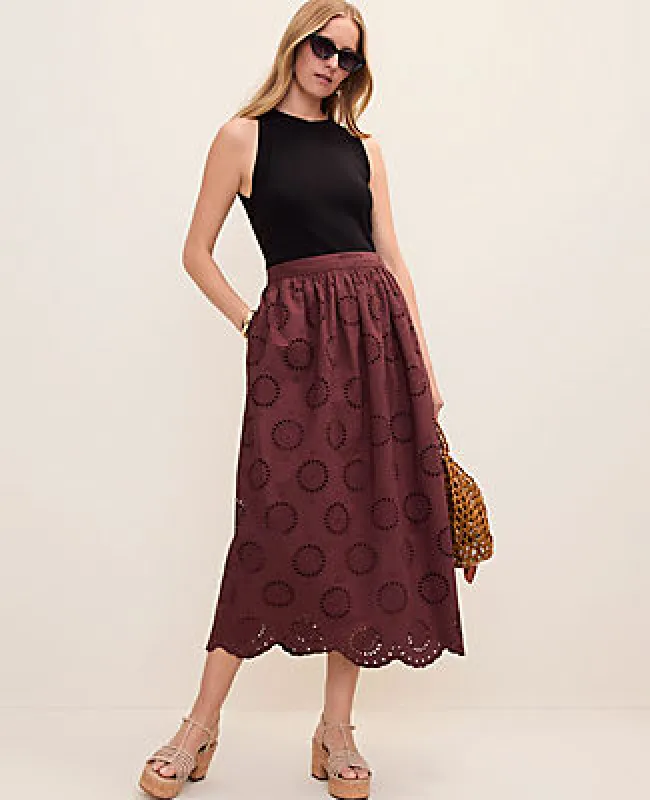 Ann Taylor Petite Weekend Eyelet Gathered Maxi Skirt made by Ann Taylor