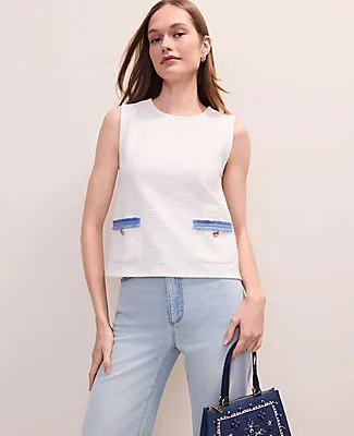 Ann Taylor Petite Fringe Trim Tweed Top sold by Ann Taylor