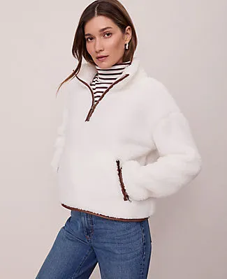 Ann Taylor Weekend Half-Zip Sherpa Pullover sold by Ann Taylor