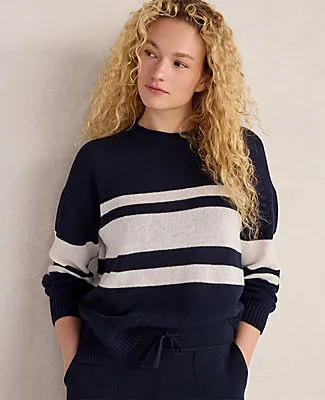 Ann Taylor Haven Well Within Cotton Linen Stripe Roll Neck Sweater sold by Ann Taylor