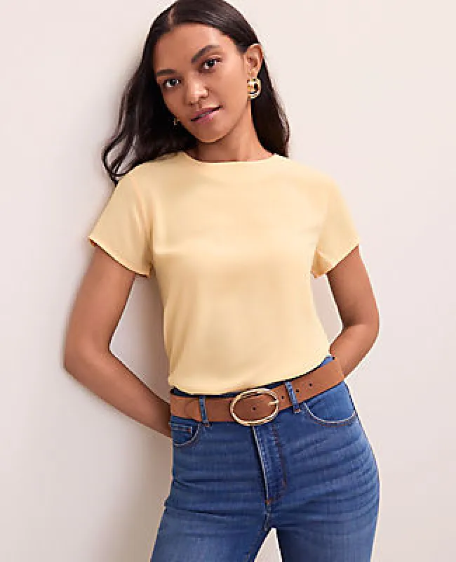 Ann Taylor Mixed Media Crew Neck Tee made by Ann Taylor