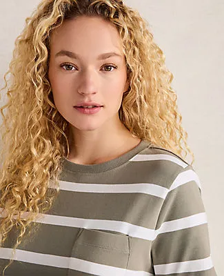 Ann Taylor Haven Well Within Organic Cotton Interlock Striped Short Sleeve Dress sold by Ann Taylor product image thumbnail 2